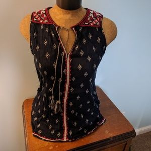 Lucky Brand Red Blue Sleeveless Shirt Sz S